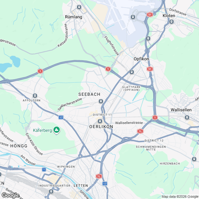 Ankündigung Eigentumswohnungen in Zürich-Seebach - Karte