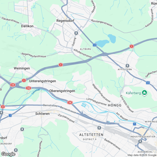 38 Mietwohnungen in Zürich-Höngg - Karte