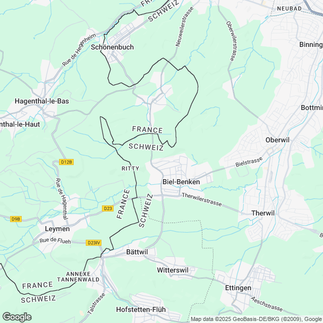 7 Einfamilienhäuser in Biel-Benken nahe Basel - Karte