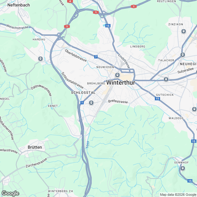 Ankündigung 2.5-Zimmer-Mietwohnung in Winterthur-Töss - Karte