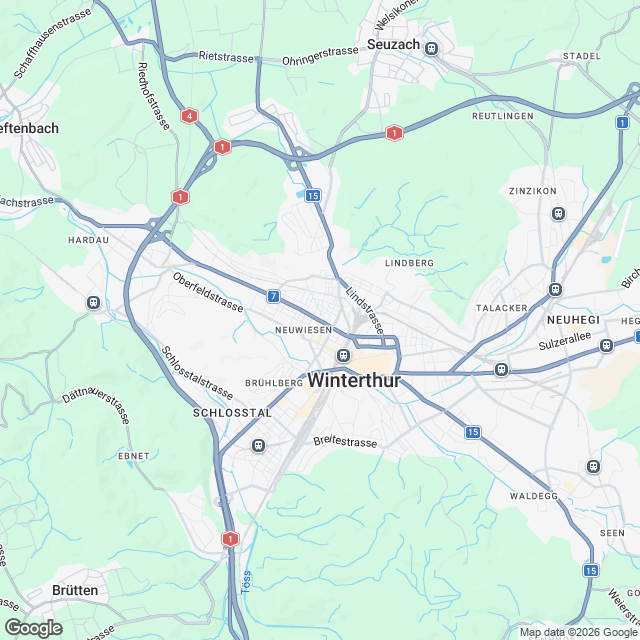 Zwei 4-5 Zimmer Einfamilienhäuser in Winterthur - Karte
