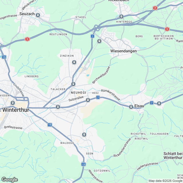8 exklusive Einfamilienhäuser in Winterthur - Karte