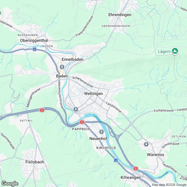 Ankündigung 4.5-Zimmer-Mietwohnung in Wettingen - Karte