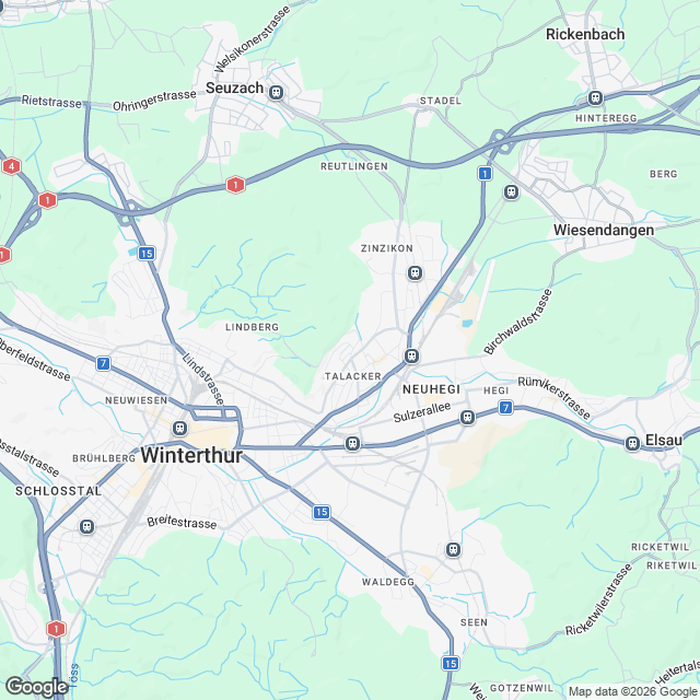 Einfamilienhäuser an sonniger Hanglage in Winterthur - Karte