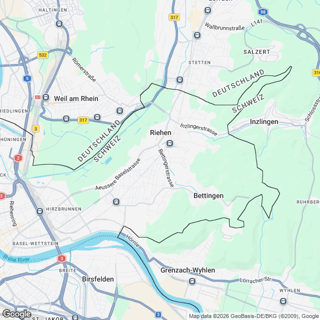 Exklusives 5-Zimmer Reihenhaus in Riehen - Karte