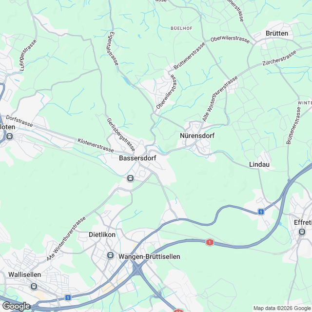 Vier Eigentumshäuser in Bassersdorf - Karte