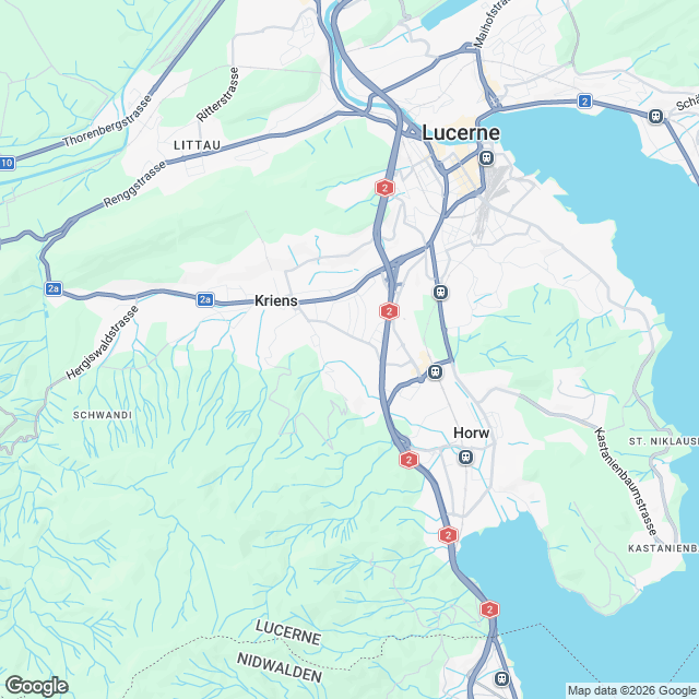 31 stilvolle Eigentumswohnungen in Kriens - Karte