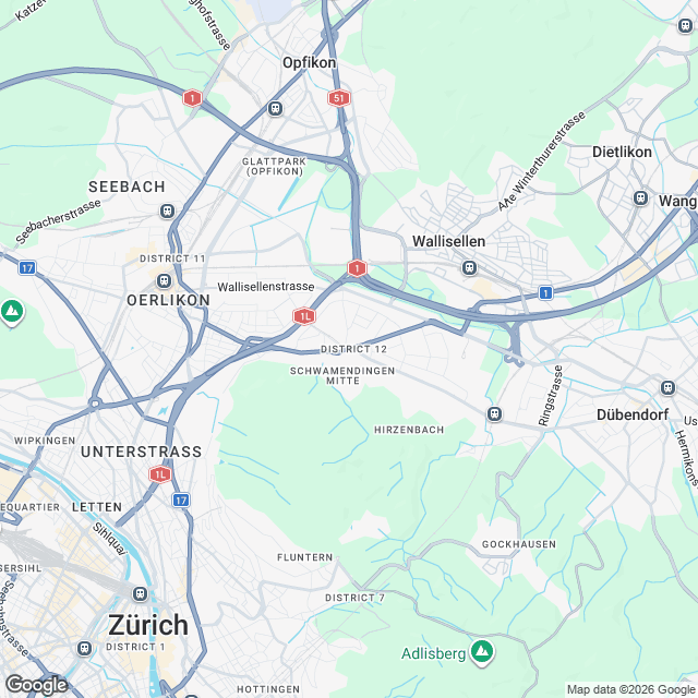 36 attraktive Mietwohnungen in Zürich - Karte