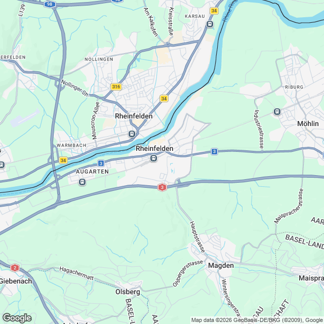 31 exklusive Eigentumswohnungen in Rheinfelden - Karte