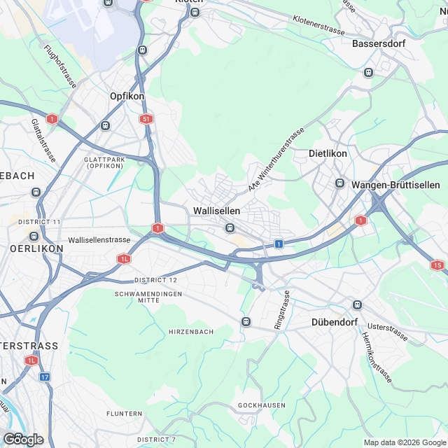 Ankündigung 3.5-Zimmer-Mietwohnung am Bahnhof Wallisellen - Karte