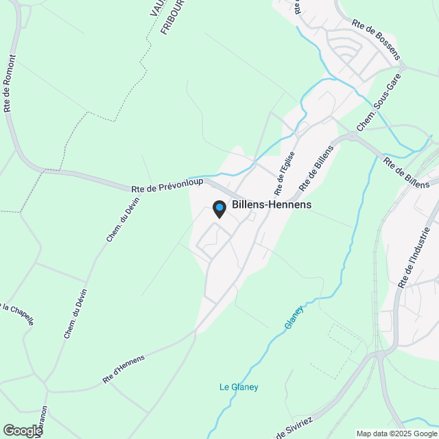 Einfamilienhäuser neu in Billens-Hennens (FR) - Karte