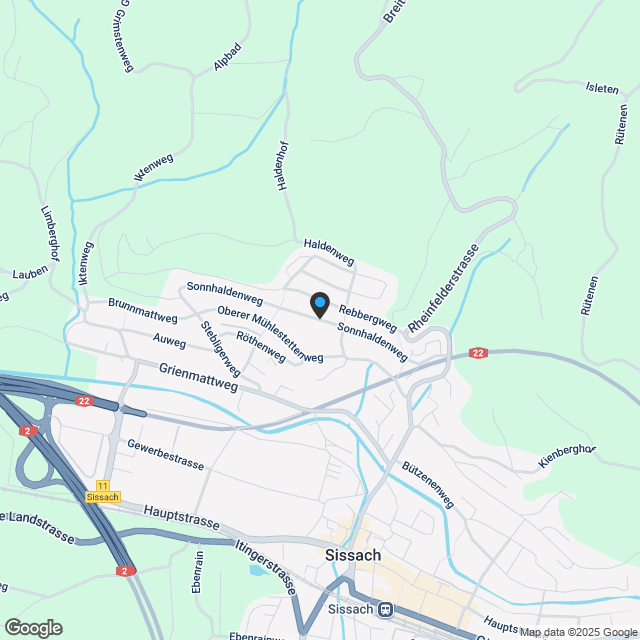Neubau 3 DEFH am Sonnhaldenweg in Sissach - Karte