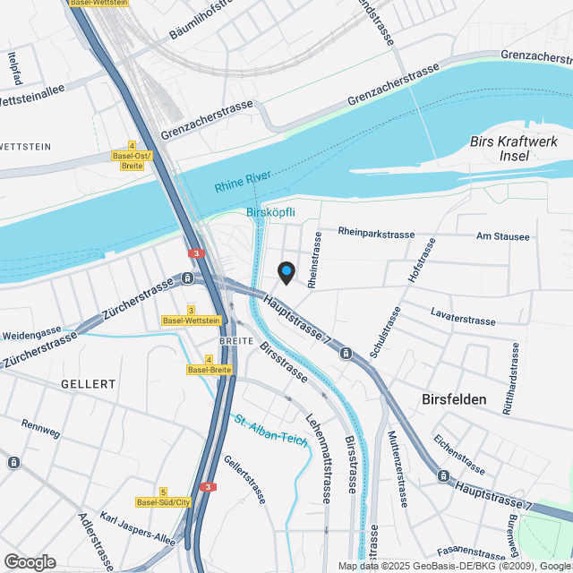 Moderne 4.5-Zimmer-Wohnung mit Balkon an ruhiger Lage in Birsfelden - Karte