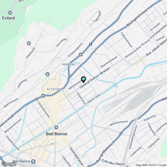 ?? Moderne 4.5-Zimmerwohnung mit Stil, 2 Balkonen & Cheminée – Zentrum Biel, Dufourstrasse 69 - Karte
