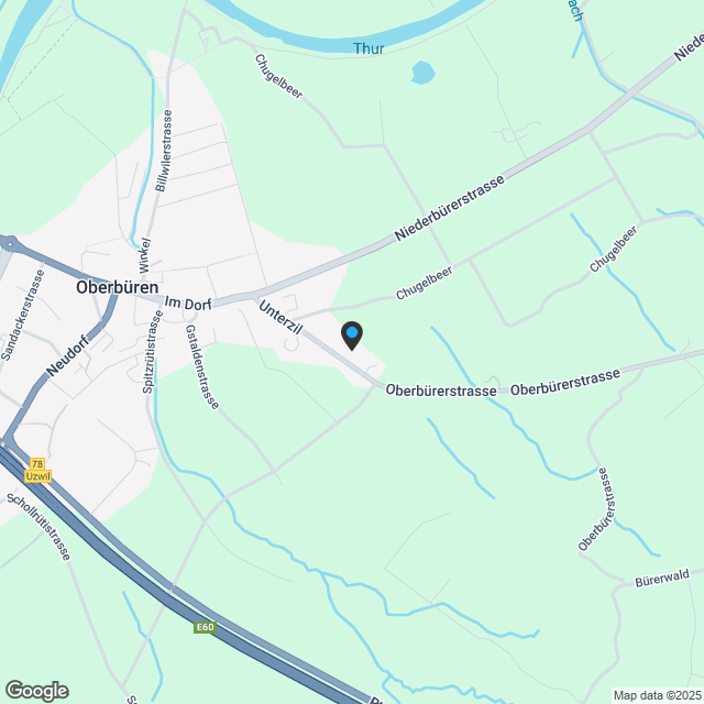 Im Obstgarten, 9245 Oberbüren, auf dem Land und trotzdem nah d - Karte