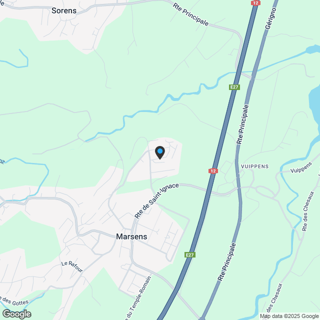 Neues Familienprojekt in Marsens mit 3 Reihenvillen mit 5,5 Zimmern zum Verkauf - Karte