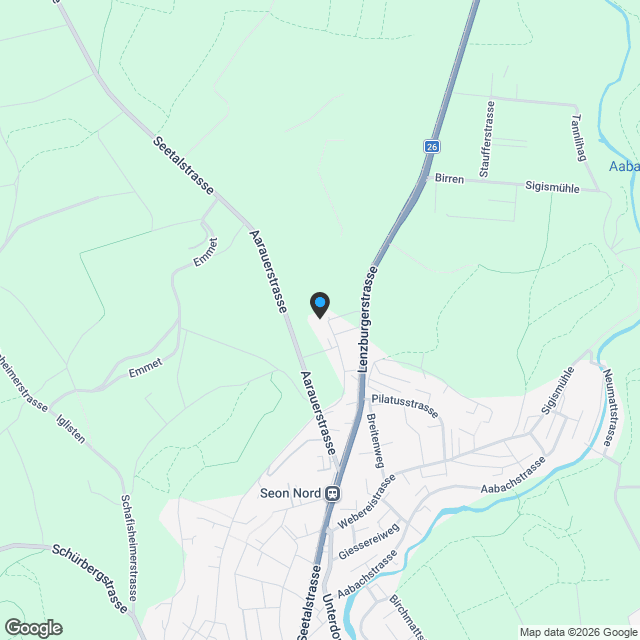 5.5 Zimmer Gartenwohnung (190.9 m2) an sonnenverwöhnter Lage in Seon - Karte