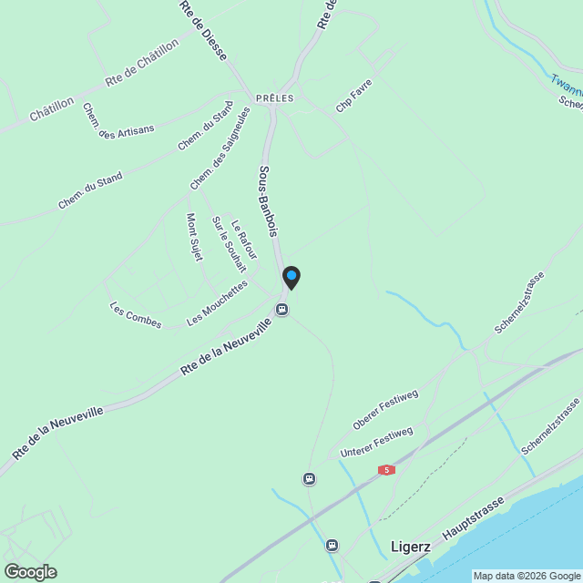 5.5-Zimmer-Wohnung mit beeindruckender Terrasse in Prêles - Karte