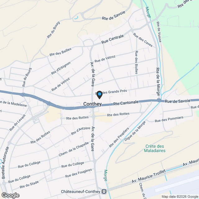 Conthey - Promotion de 4 villas mitoyennes spacieuses 5.5 pièces avec deux places de parc - Karte