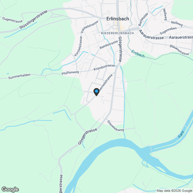 7.5-Zi.-Doppeleinfamilienhaus mit grossem Garten in Erlinsbach - Karte