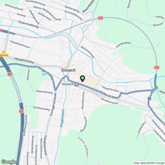Erstvermietung - Attraktive 3 1/2-Zimmer-Wohnung mit Loggia und Einstellplatz im Zentrum von Sissach - Karte