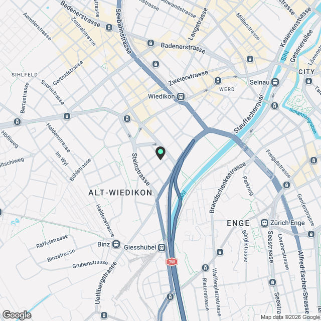 Modernes  Apartment mit 2 Schlafzimmern in Wiedikon - Karte