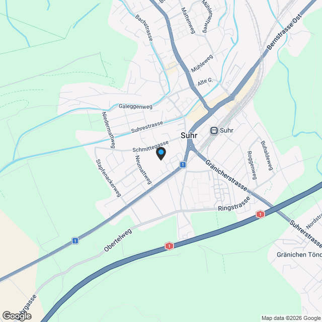 Eigentum im Herzen von Suhr  Bahnhof, Einkauf und Schule, ein Katzensprung - Karte