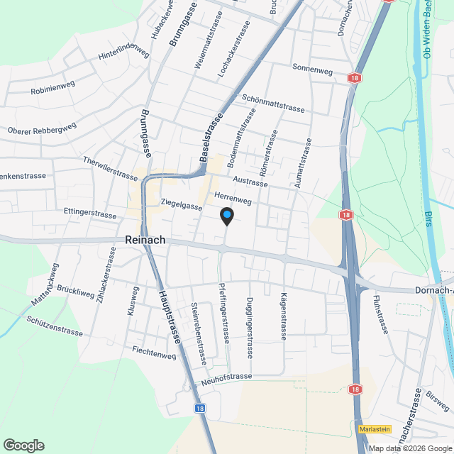 Einstellhallenplatz im Hinterkirch in Reinach - Karte