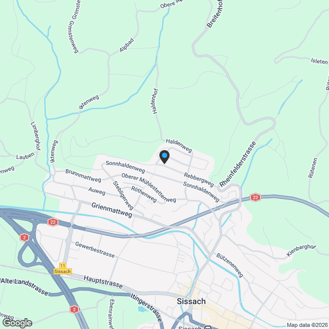 Neubau-Doppeleinfamilienhaus am Sonnhaldenweg in Sissach - Karte