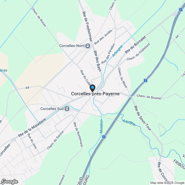 Corcelles - 3.5 pièces neuf avec terrasse et galetas - Karte