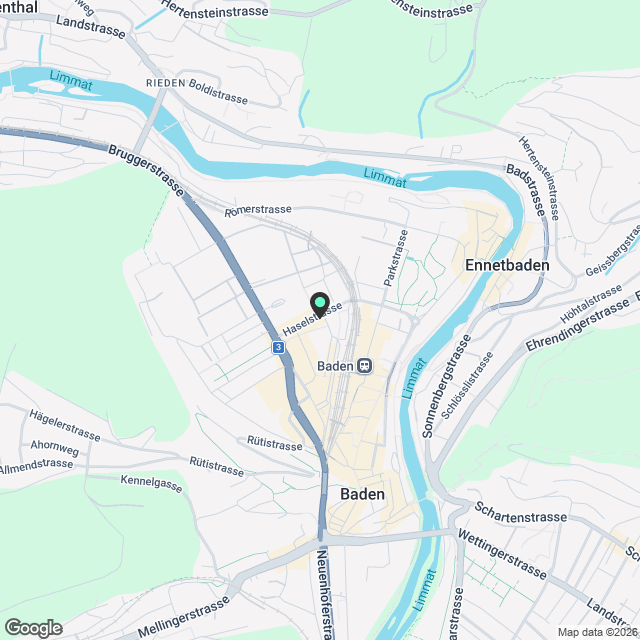 «Müllerbräu Areal» in Baden  - Karte