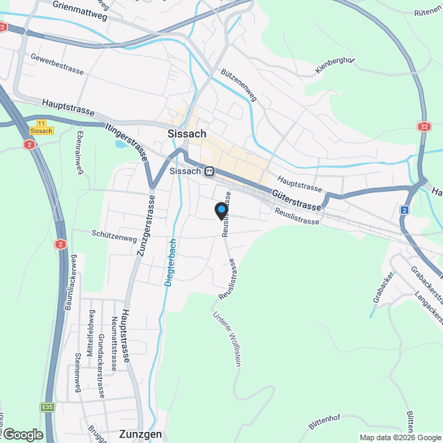 Willkommen an der Reuslistrasse 38 in Sissach / OG-West Wohnung W2 - Karte