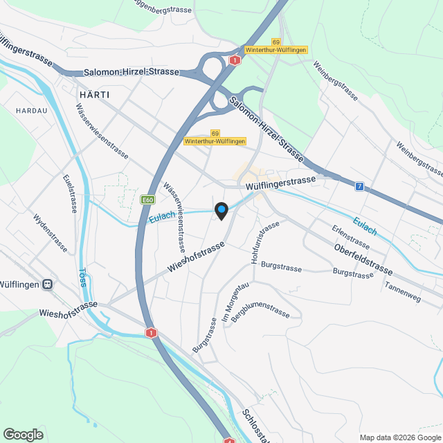 446 m2 Bauland mit Abbruchobjekt an toller Lage in Winterthur-Wülflingen - Karte