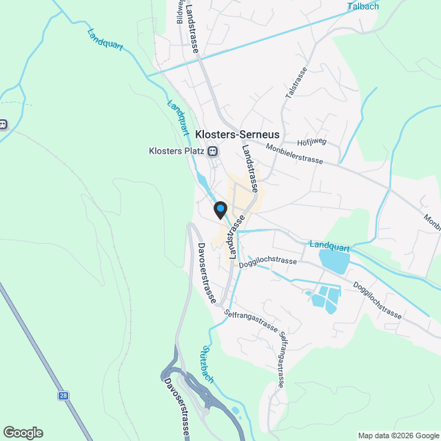 Exklusive 5.5 Zimmer Dachgeschosswohnung im Zentrum von Klosters - Karte