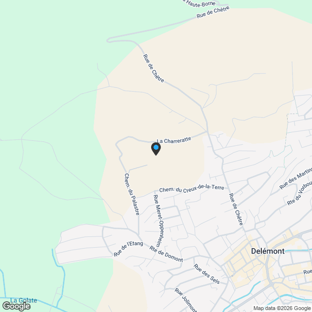 Delémont : 2,5 pièces Minergie-P - central, vue panoramique et au bord de la rivière | Delémont: 2,5-Zimmer-Wohnung Minergie-P - zentral, Panoramablick und direkt am Fluss - Karte