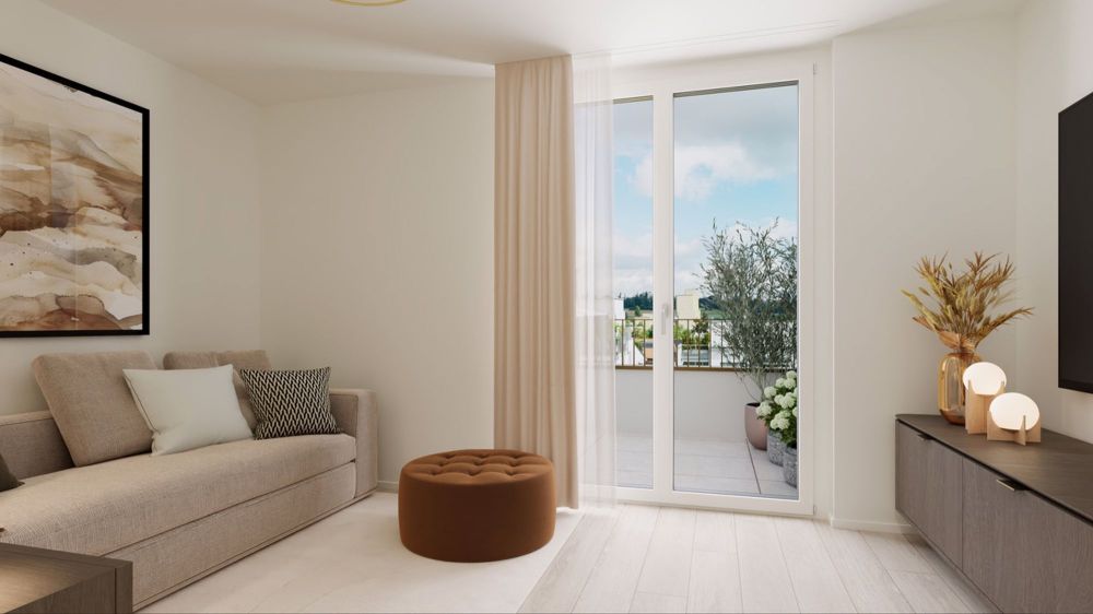 4.5 Zimmer-Attikawohnungen mit Weitsicht über Oerlikon - Gästezimmer / TV Zimmer hat Zugang zur Terrasse