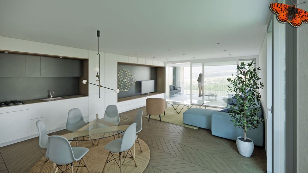 Lumineux 3½ pièces au 2ème avec grand balcon plein sud ! - Bild 1