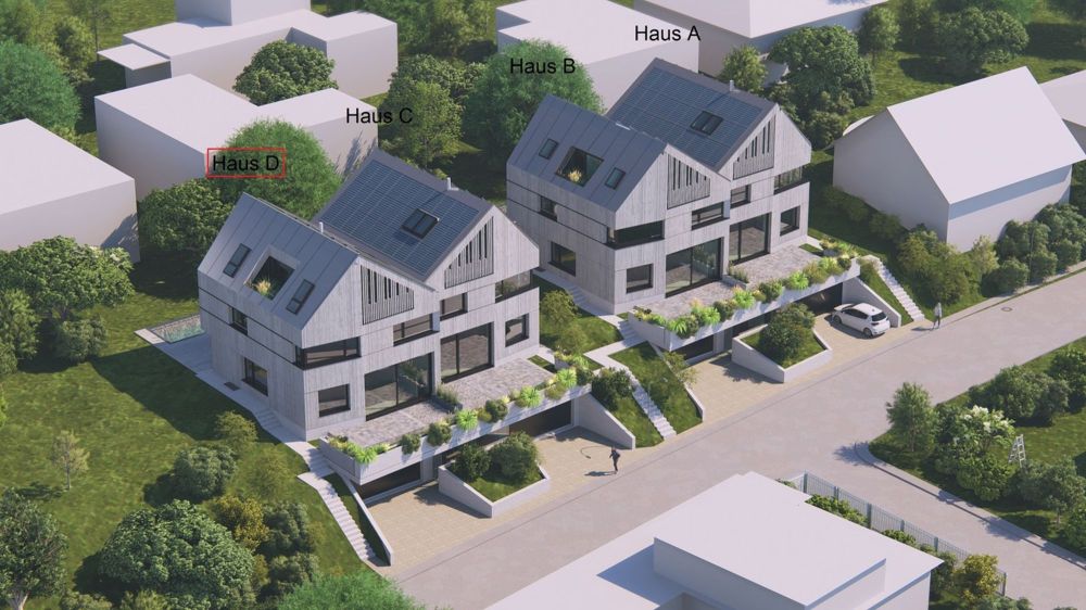 Neubauprojekt Allmendgasse mit vier 7.5-Zimmer-Doppelhäuser (Haus D) - Aussenvisualisierung