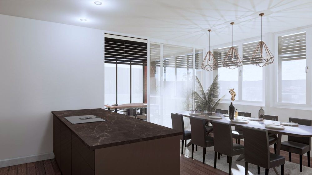 Neubau mit Weitblick und individuellem Innenausbau - Esszimmer mit Zugang Wintergarten