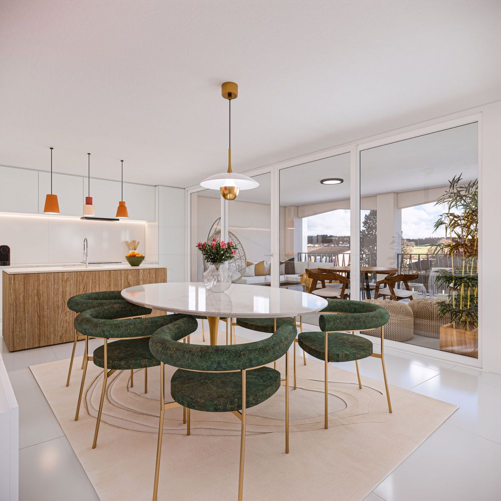 Nouvelle promotion au coeur de Corminboeuf - 4.5 pièces - Salle à manger, cuisine, loggia - Image non contractuelle