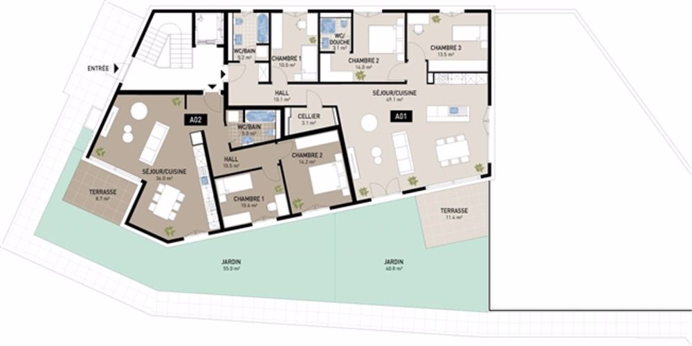 Wohnung 4.5 Stk., Gartengeschoss, in Attalens, Schweiz - Bild 5