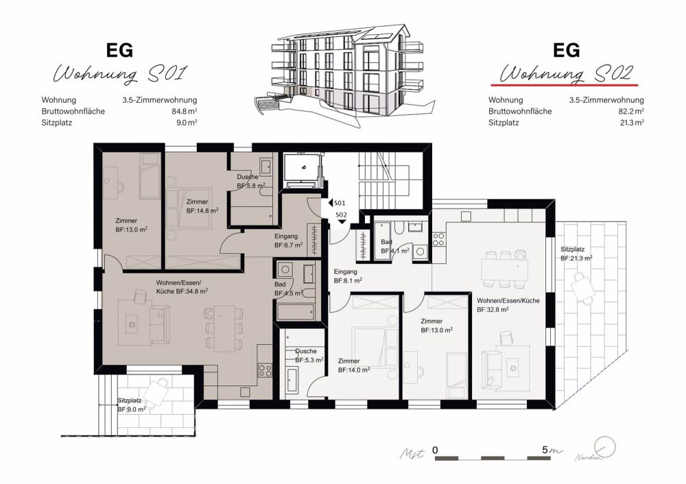 NEUBAU - durchdachte 3.5-Zimmerwohnung mit Sitzplatz - Bild 4