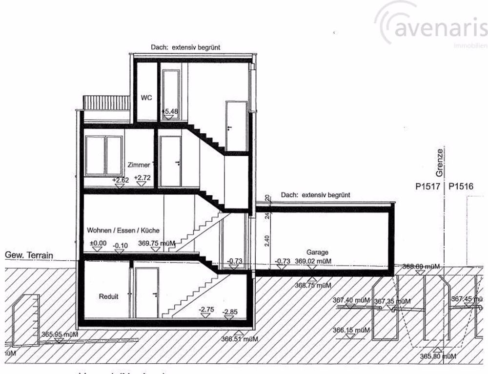 Modernes Einfamilienhaus mit Pool - Querschnitt