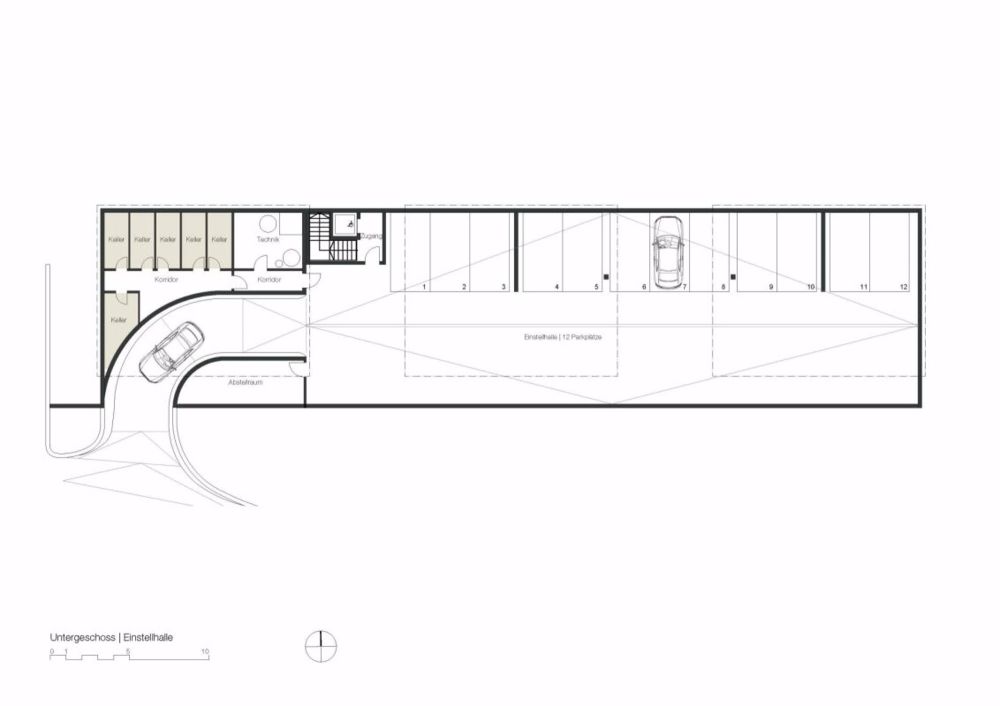 Panoramaview - Neubau 3 Doppeleinfamilienhäuser in Neuenegg - Grundriss UG / Einstellhalle