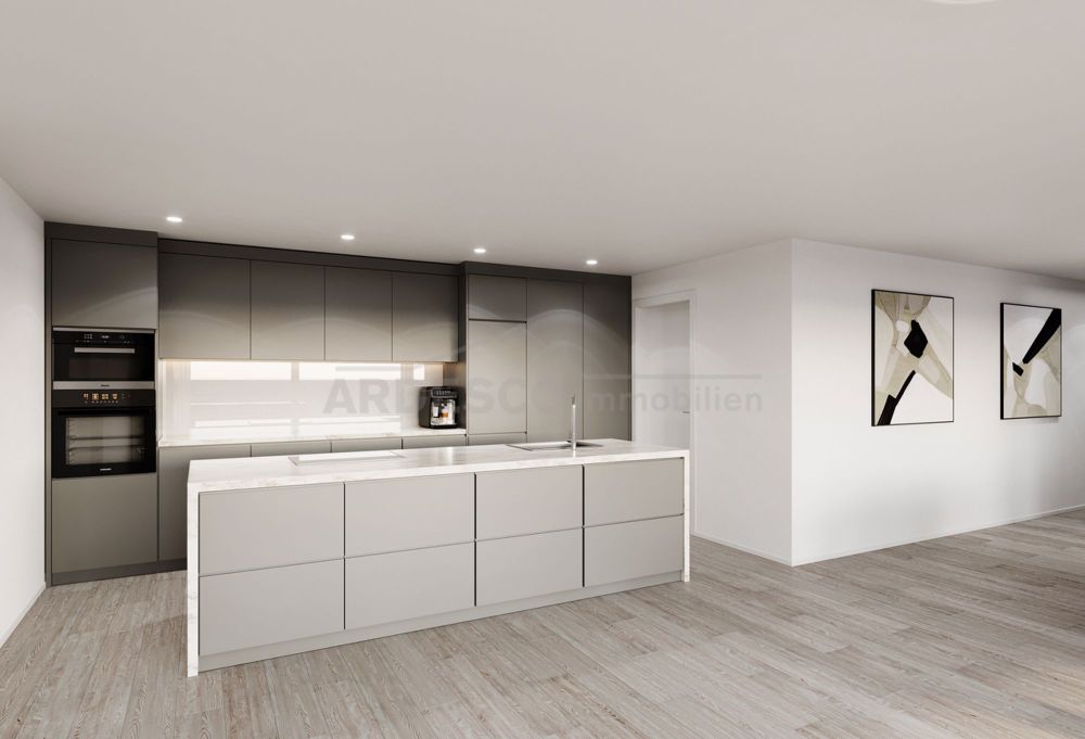 Projekt Weitblick - exklusives Wohnen mit Blick auf die Alpen! - Moderne Küche mit hochwertigen Geräten