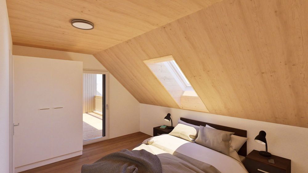 Wohnpark Ochsen - Wohlfühlen im Oberdorf (6 Einheiten) - Beispiel Zimmer DG Wohnung mit Ausgang auf den Balkon