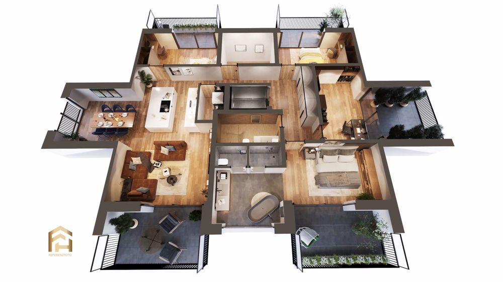 Innovatives Neubau-Projekt: Sonnige 5.5 Attika Wohnung - Grundriss