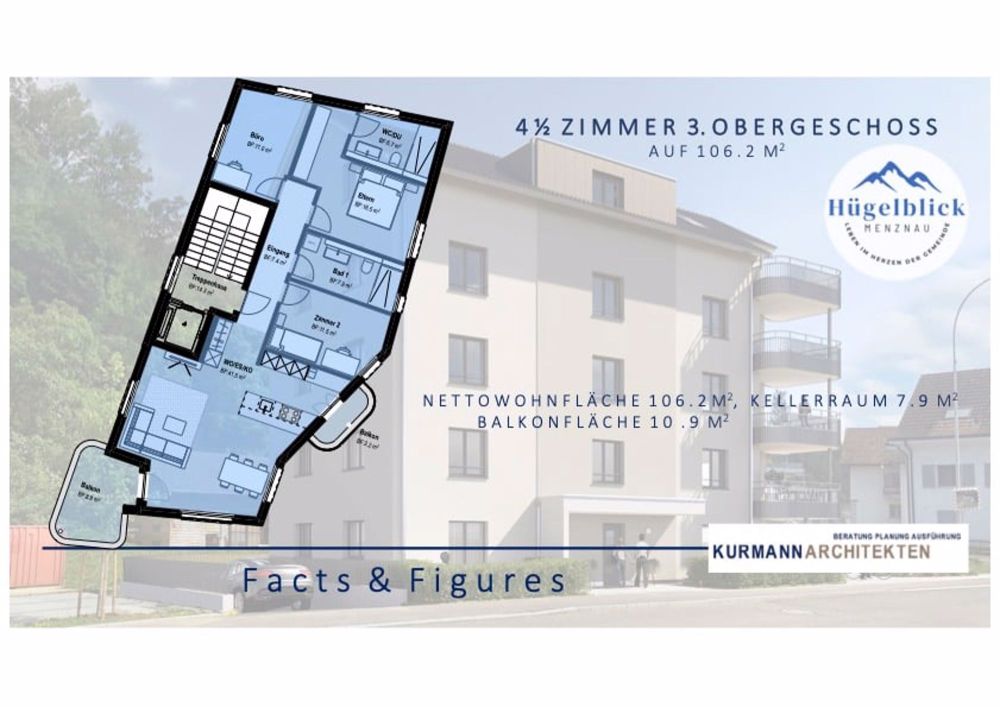 Hügelblick "Leben im Herzen der Gemeinde" 3.5 oder 4,5 Zimmer-Wohnparadise im 3. OG - Bild 2