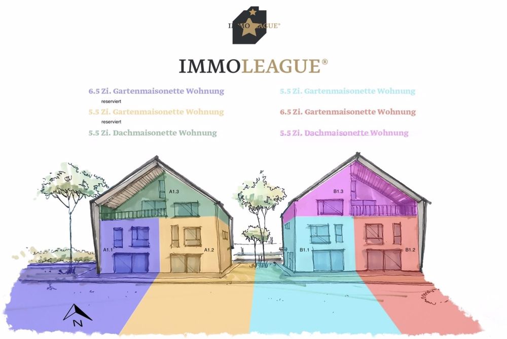 Neubau-Gartenmaisonettewohnungen in idyllischer Rheinnähe (B1.1) - Gesamtübersicht