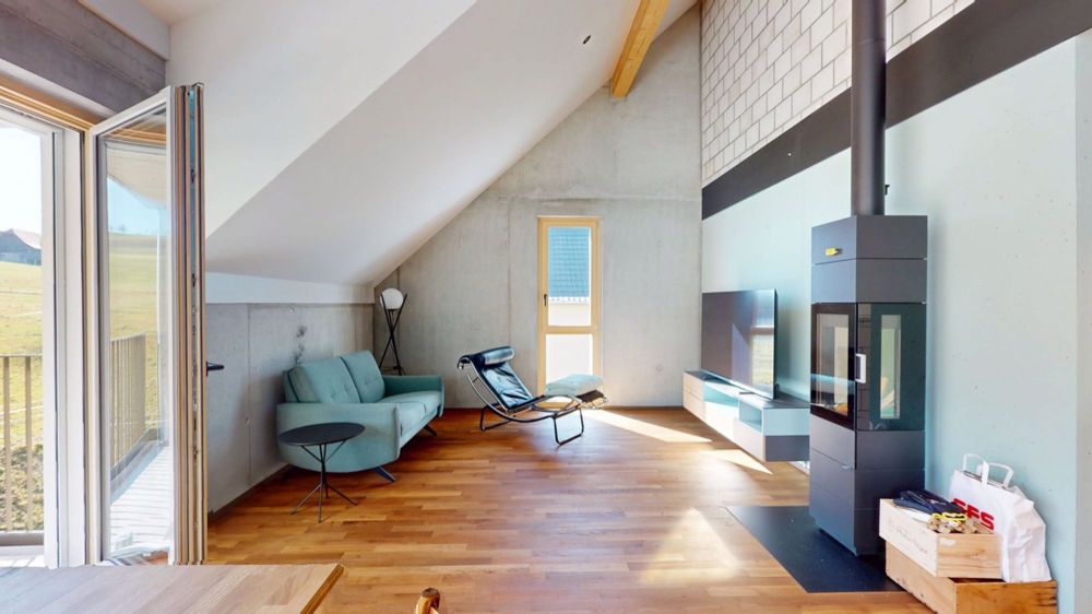Grosszügige, ruhige, moderne und sonnige Dachwohnung - Wohnzimmer